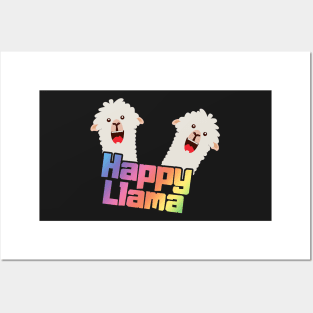 Happy Llama Rainbow Colorful Pride Friends Posters and Art